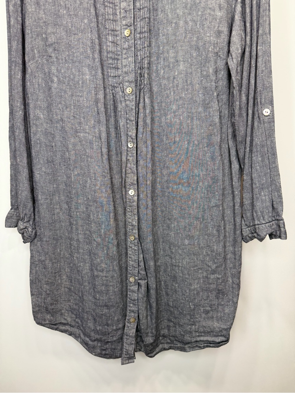 J. Jill Slate Pintuck Button-Front Midi Shirt Dress - Picture 4 of 11